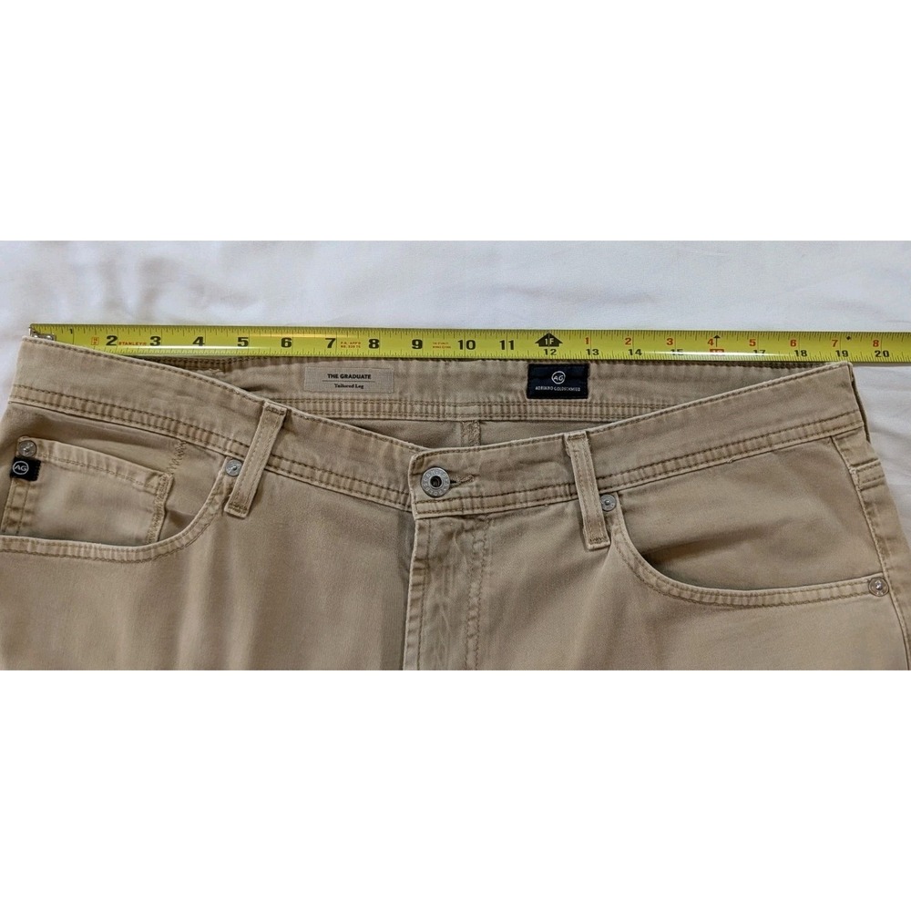 AG Adriano Goldschmied Jeans Mens 36x32 Tan The Graduate Tailored Leg(Fit 38x30) - Picture 5 of 10